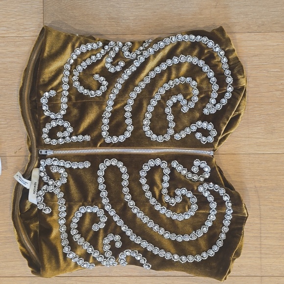 Anthropologie Ollari Velvet Crystal Corset top S - Picture 5 of 6